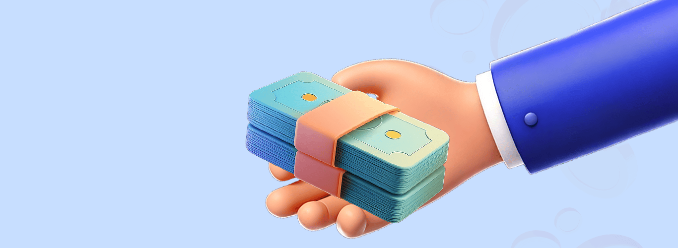 illustration of a hand holding a pile of cash