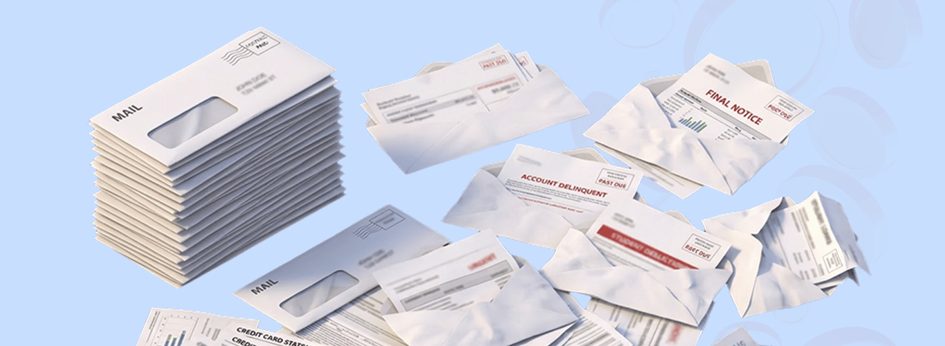An illustration of a pile of bills to pay.