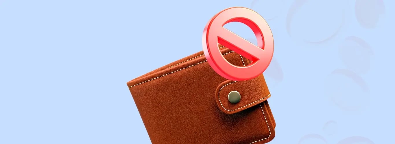 Illustration of avoiding spending through a symbol and wallet