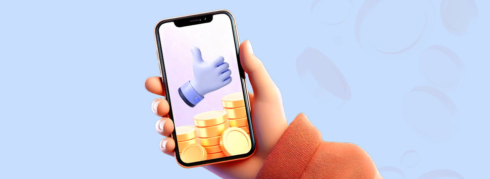(Illustration of a hand holding a phone