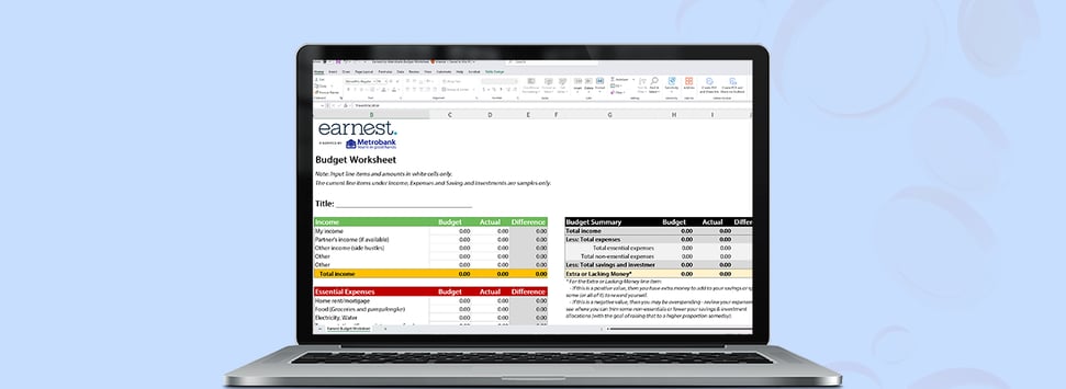 Illustration of a budget tracker shown on a laptop