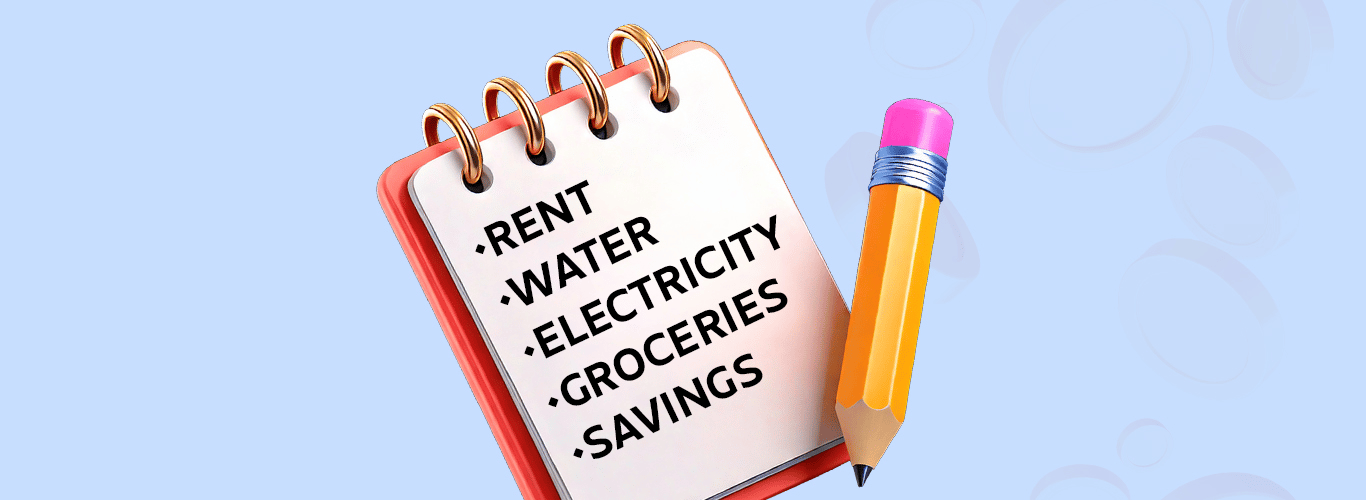 Illustration of a items to budget written on a notepad)