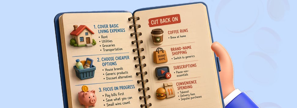 Illustration of list of financial goals on a notepad.