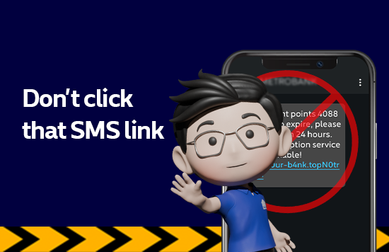Metrobank does not include clickable links in our messages to you